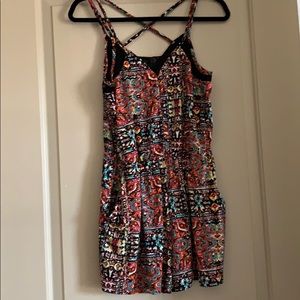 Bold print romper with pockets